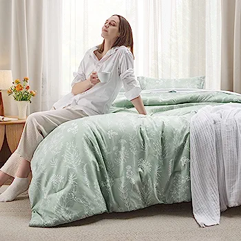 Bedsure Queen Comforter Set - Sage Green Comforter, Cute Floral Bedding Comforter Sets, 3 Pieces, 1 Soft Reversible Botanical Flowers Comforter and 2 Pillow Shams : Home & Kitchen