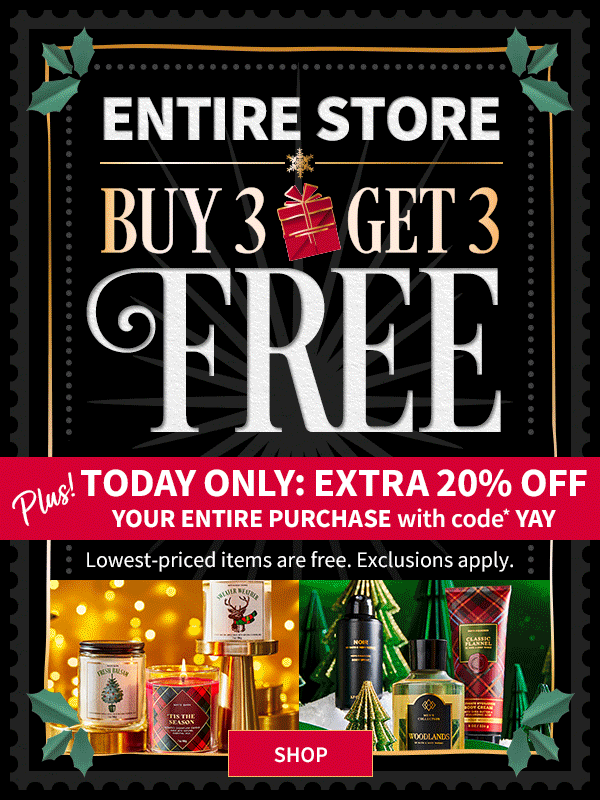 $0 Bath & Body Works 20%off叠加买三送三