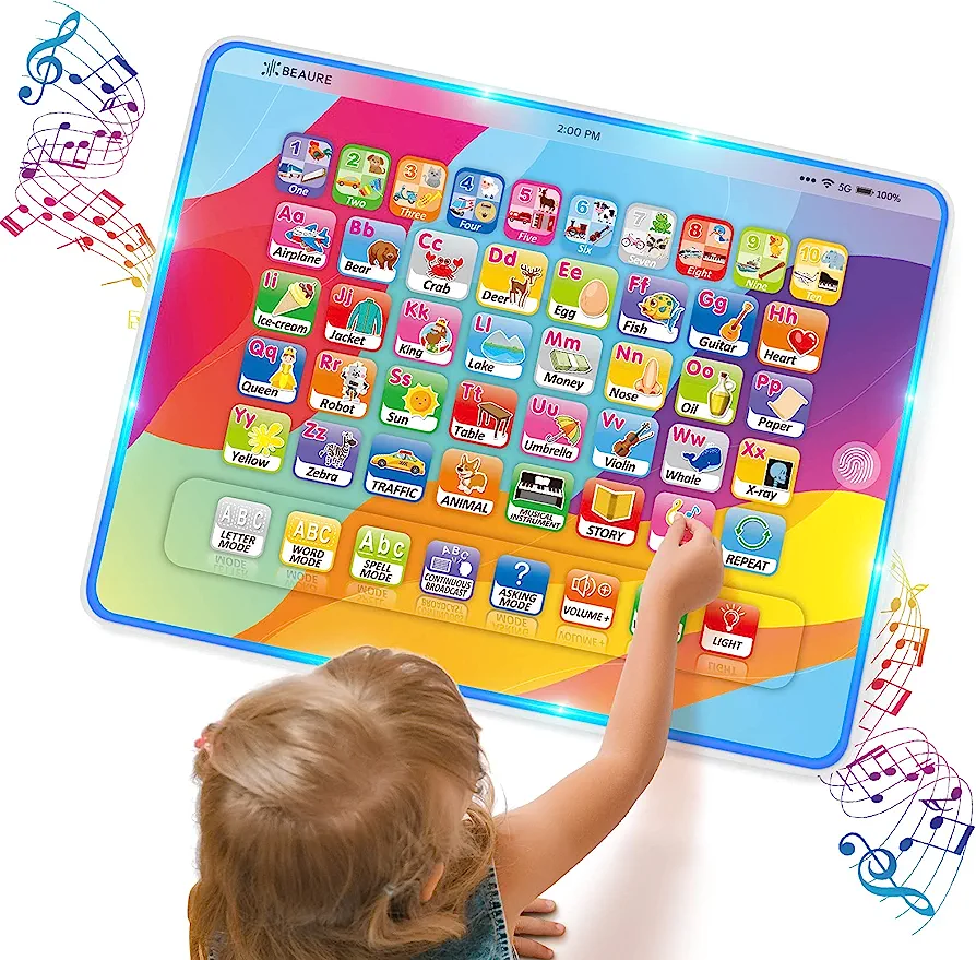BEAURE 12 in 1 Kids Tablet with Lights - Interactive Toddler Learning& Education Toys, ABC Learning for Toddler Tablet for Kids - Gifts for Age 3 4 5 Year Old Boys and Girls : Toys & Games