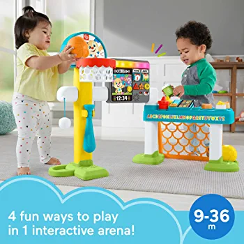 Fisher-Price Laugh & Learn Toddler Learning Toy, 4-In-1 Game Experience Sports Activity Center With Smart Stages For Ages 9+ Months, Multicolor : Toys & Games