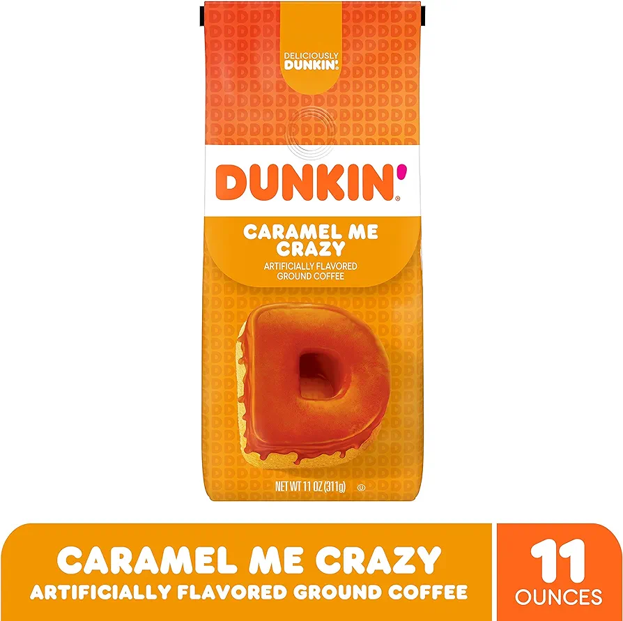 Amazon.com : Dunkin' Caramel Me Crazy Flavored Ground Coffee, 11 Ounce (Pack of 1) : Grocery & Gourmet Food