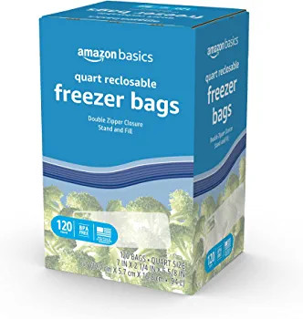 Amazon Basics Freezer Quart Bags, 120 Count (Previously Solimo)