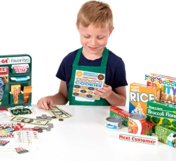Melissa & Doug Fresh Mart Grocery Store Play Food and Role Play Companion Set - Kids Pretend Grocery Shopping For Kids Ages 3+ : Toys & Games