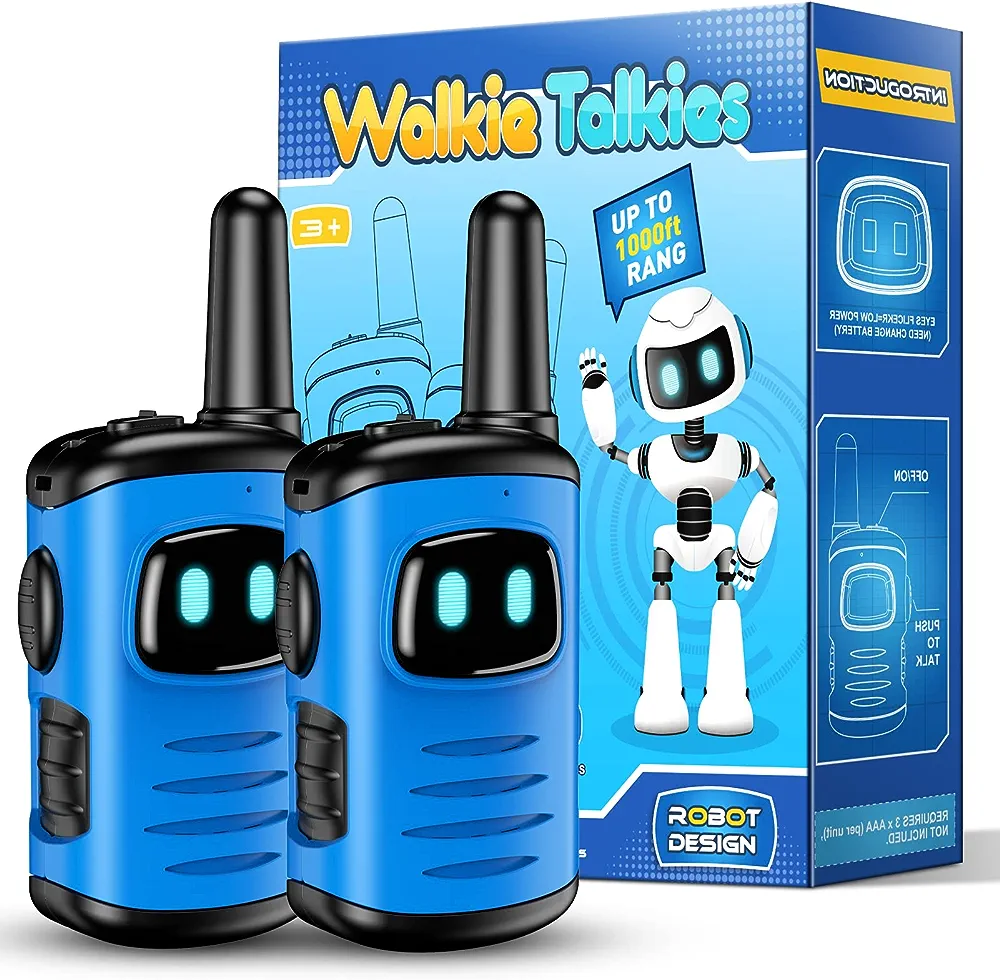 Walkie Talkies Toys for Kids 3-6: DASTION-99 Mini Robots Walkies Talkie Birthday Gifts for 3 4 5 6 Year Old Boys Toys for 3-5 Year Old Boy Outdoor Games for Kid Blue 2 Pack : Toys & Games