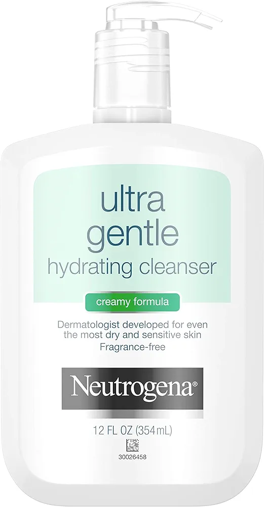 Neutrogena Ultra Gentle Hydrating Facial Cleanser, Non-Foaming Face Wash for Sensitive Skin, Gently Cleanses Face Without Over Drying, Oil-Free, Soap-Free, Fragrance-Free, 12 fl. oz : Beauty & Persona