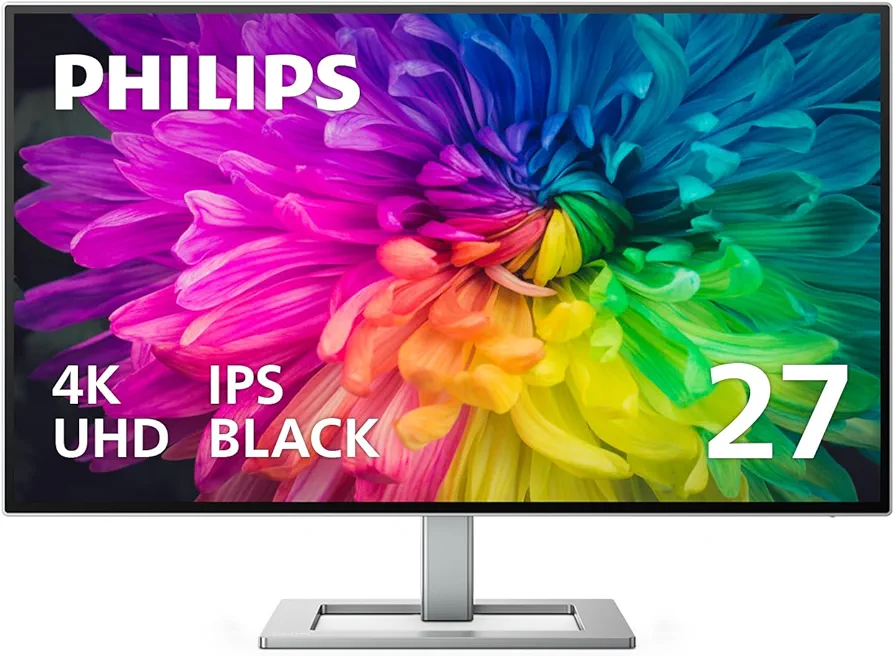 PHILIPS Creator Monitor 27" 4K UHD IPS Black Display, USB-C, Built-in KVM, Height Adjustable, Daisy Chain, PD 96W, Compatible with Laptop & Mac Monitor, 4-Year Advance Replacement, 27E2F7901 : Electro