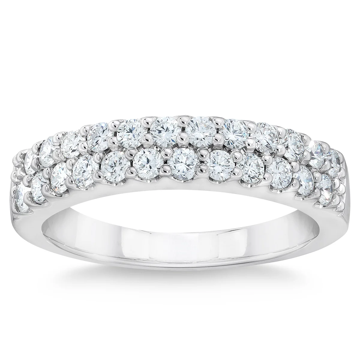 Round Brilliant 0.70 ctw VS2 Clarity, I Color Diamond 14kt White Gold Double Row Band | Costco