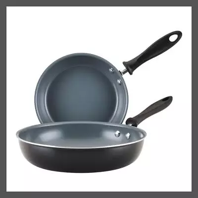 Farberware Reliance Pro 9", 11" Nonstick Ceramic Twin Pack Skillets Black/Gray | eBay