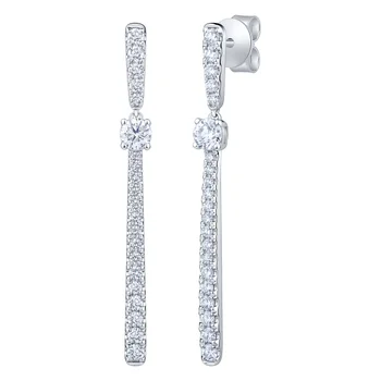 Round Brilliant 0.80 ctw VS2 Clarity, G Color Diamond 14kt White Gold Dangle Earrings | Costco