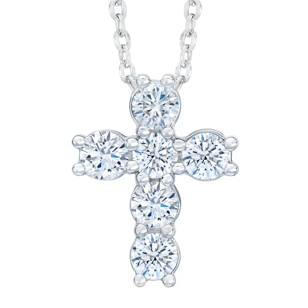 Round Brilliant 1.80 ctw VS2 Clarity, I Color Diamond 14kt White Gold Cross Pendant | Costco