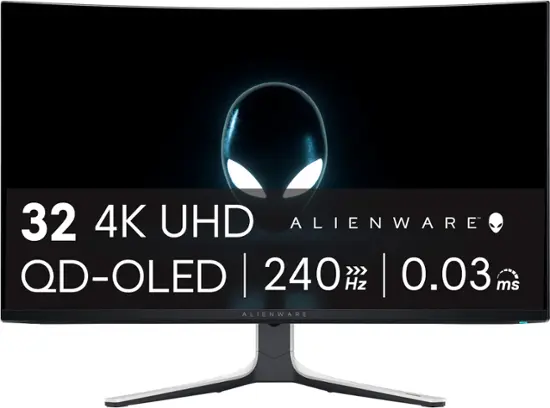 Alienware AW3225QF 31.6" QD-OLED Curved 4K UHD 240Hz .03-ms G-SYNC Gaming Monitor with HDR (HDMI, USB-C) Lunar Light AW3225QF - Best Buy