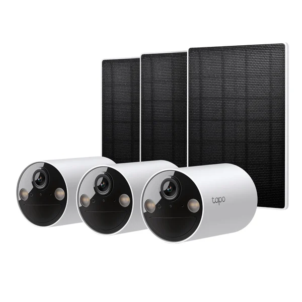 TP Link Tapo 2k Smart Wire-Free Security Camera with Solar Panel, 3-pack