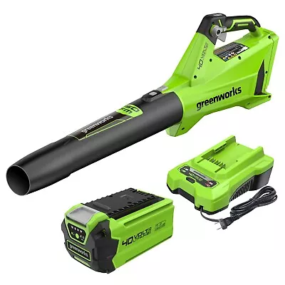 Greenworks 40V Cordless Leaf Blower 450CFM 120MPH with 2.5Ah Battery and Charger